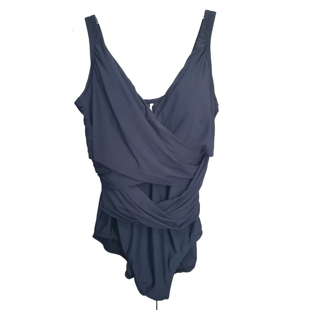 Lands' End Tummy Control Crossover Front Surplice Neckline Swimsuit Size 18W DD